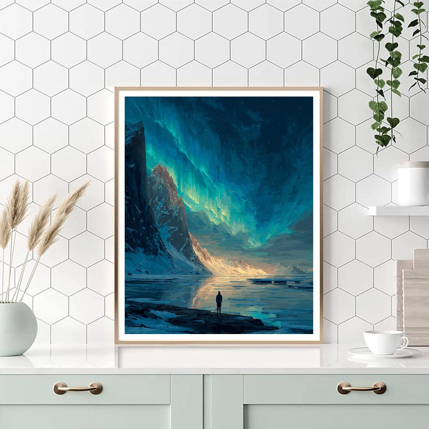 Caspar David Friedrich Inspired Astronaut At Frozen Lake Number painting