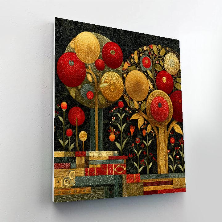 Gustav Klimt Inspired Ruby Nebula Orchard Paint by numbers art [AI-3e021e3b-cfbd02a3f3e6]
