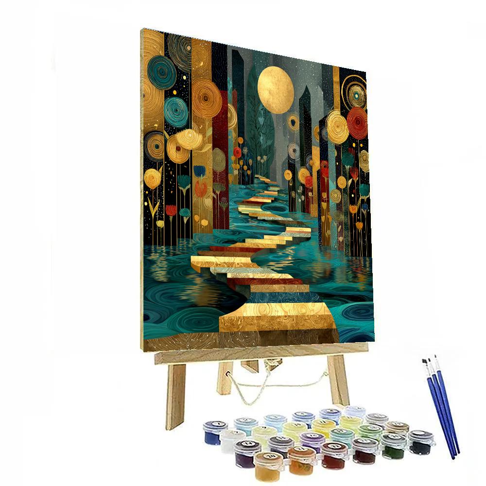 Gustav Klimt Inspired Mosaic Moonlit River Paint by numbers kits [AI-91154fe7-8655addee1f0]