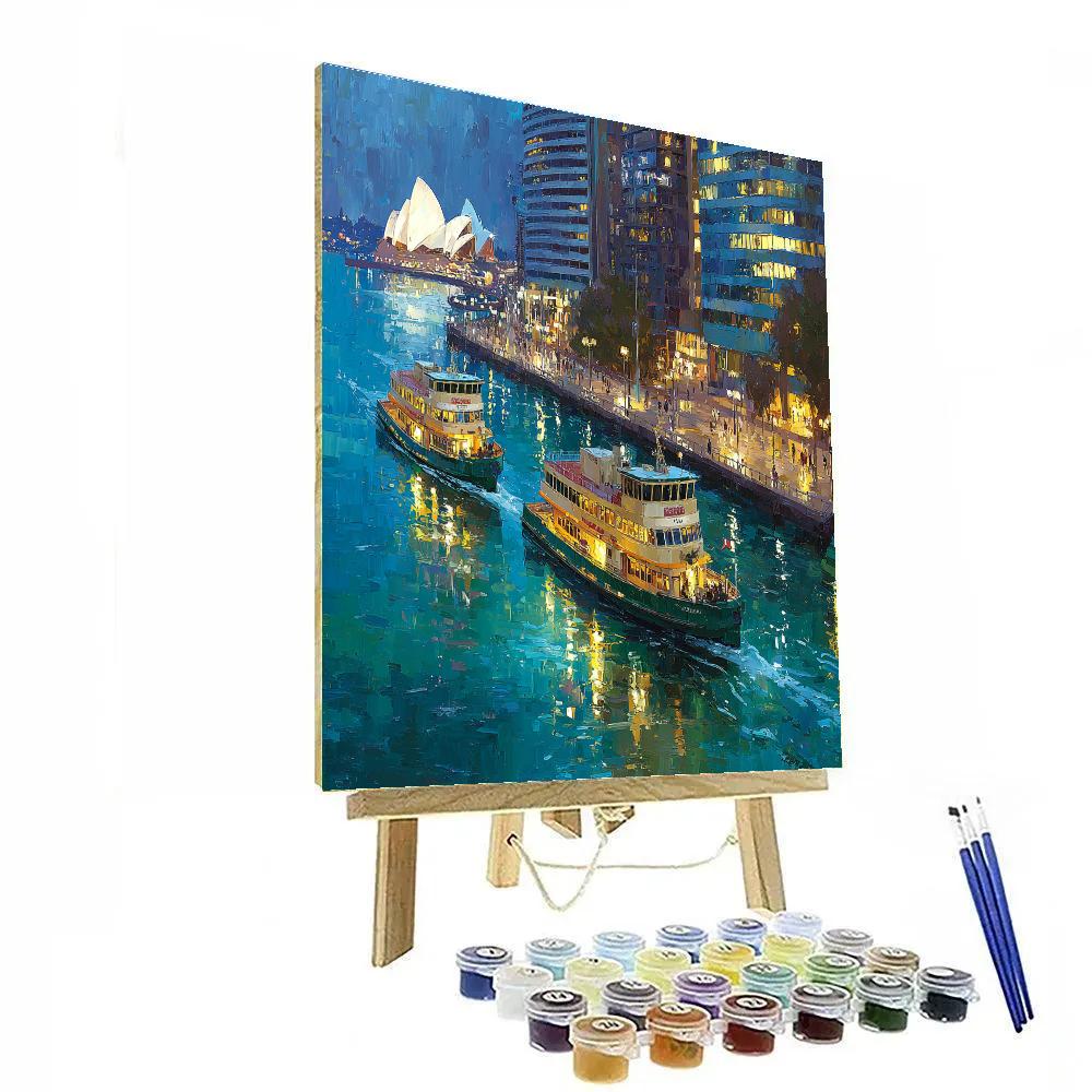 Ferry Lights On Circular Quay Sydney Australia paint by number [AI-0f4f0bdb-3d2e45175c3f]