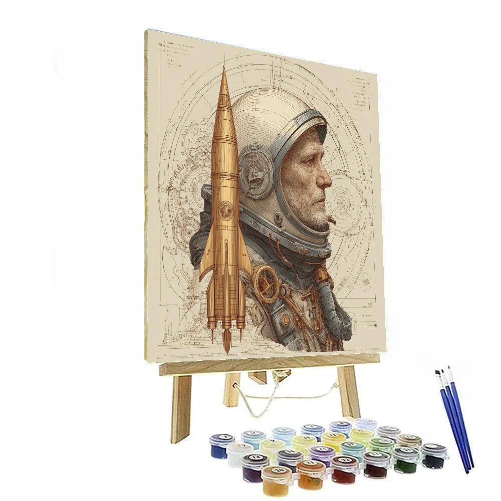 Leonardo Da Vinci Inspired Clockwork Astronaut Paint by numbers art [AI-30d7199b-4712b63d8a56]