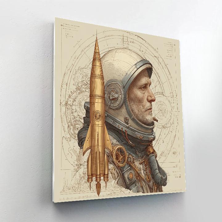 Leonardo Da Vinci Inspired Clockwork Astronaut Paint by numbers art [AI-30d7199b-057f23edbe7a]