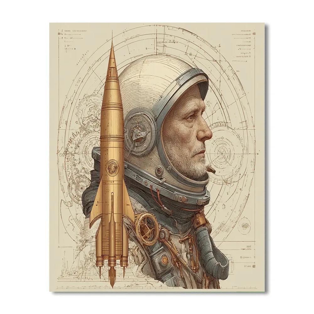 Leonardo Da Vinci Inspired Clockwork Astronaut Paint by numbers art [AI-30d7199b-dbe9771f8a85]