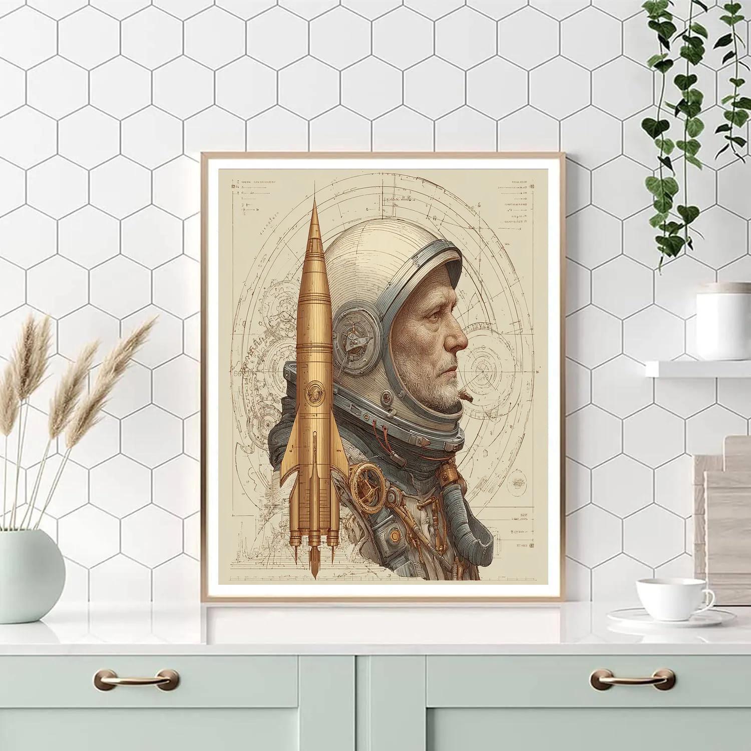 Leonardo Da Vinci Inspired Clockwork Astronaut Paint by numbers art [AI-30d7199b-4b9147ae90e3]