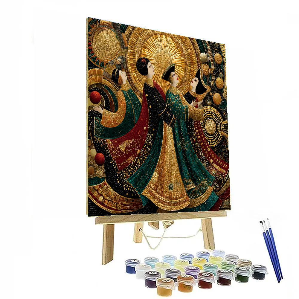 Gustav Klimt Inspired Golden Solar Masquerade Numbered painting kits [AI-fa51ac5b-b7506ab80b89]