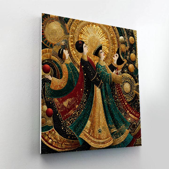 Gustav Klimt Inspired Golden Solar Masquerade Numbered painting kits [AI-fa51ac5b-cba5ca6b9850]