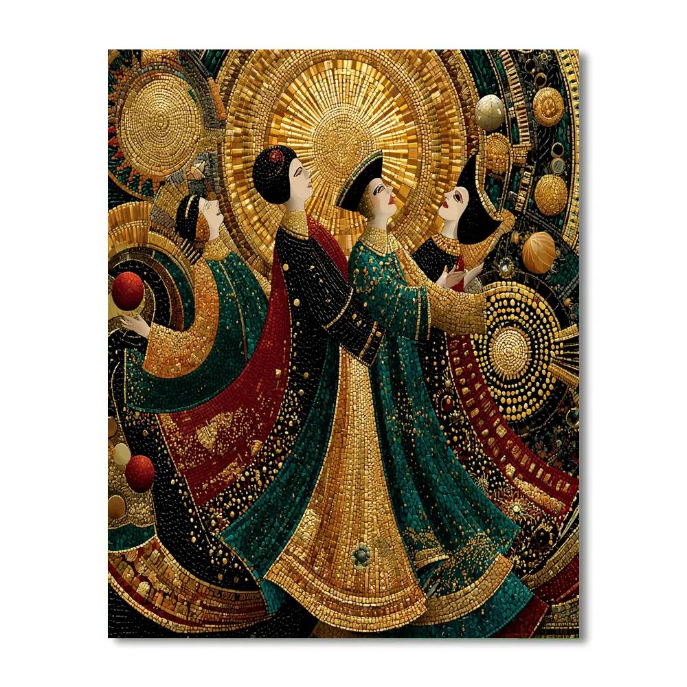 Gustav Klimt Inspired Golden Solar Masquerade Numbered painting kits [AI-fa51ac5b-109593c366a7]