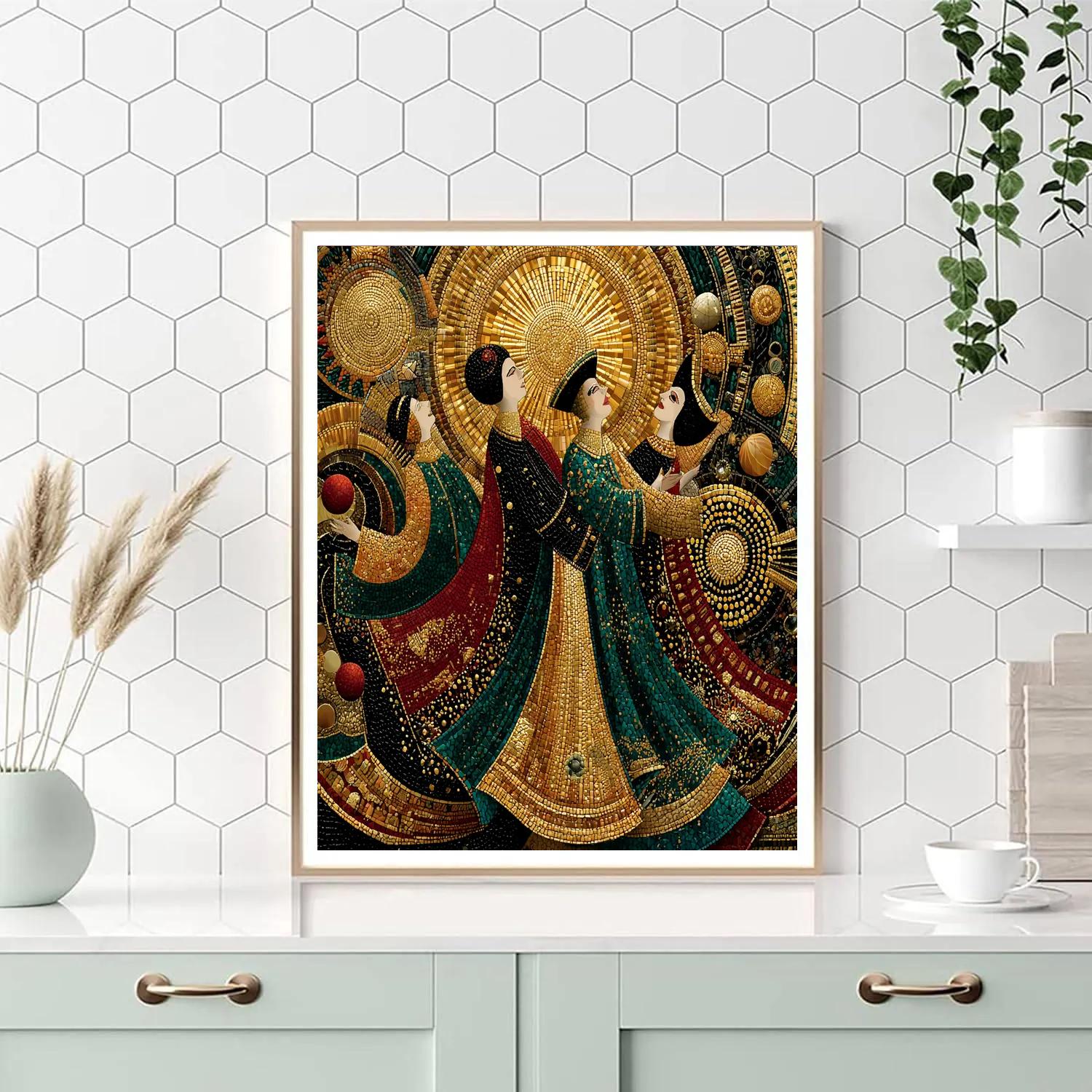 Gustav Klimt Inspired Golden Solar Masquerade Numbered painting kits [AI-fa51ac5b-a0a37ebb231b]