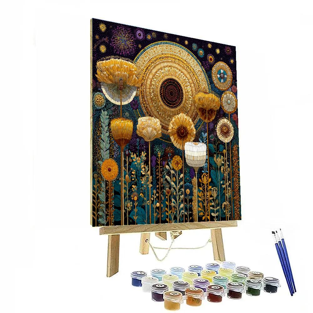 Gustav Klimt Inspired Golden Eclipse Meadow DIY paint by numbers [AI-0d0d6d56-0e6355896071]