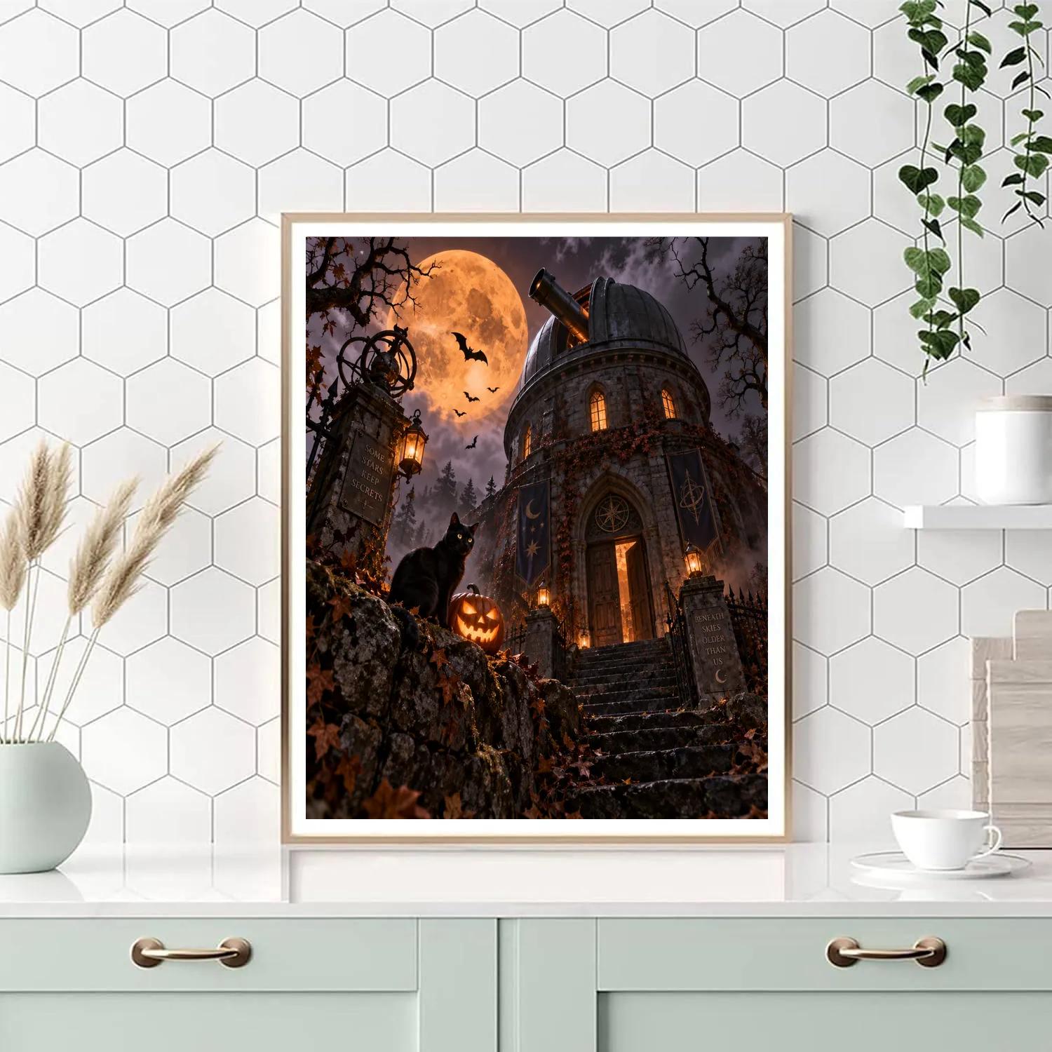 Halloween Moonlit Observatory DIY paint by numbers [AI-7a6fe00d-fa4f8ecbde3e]