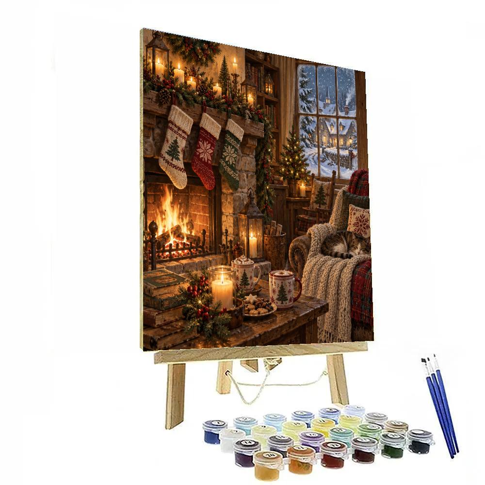 Grandmother Hearth And Window Snow paint by numbers [AI-857c92ac-917f515402b5]