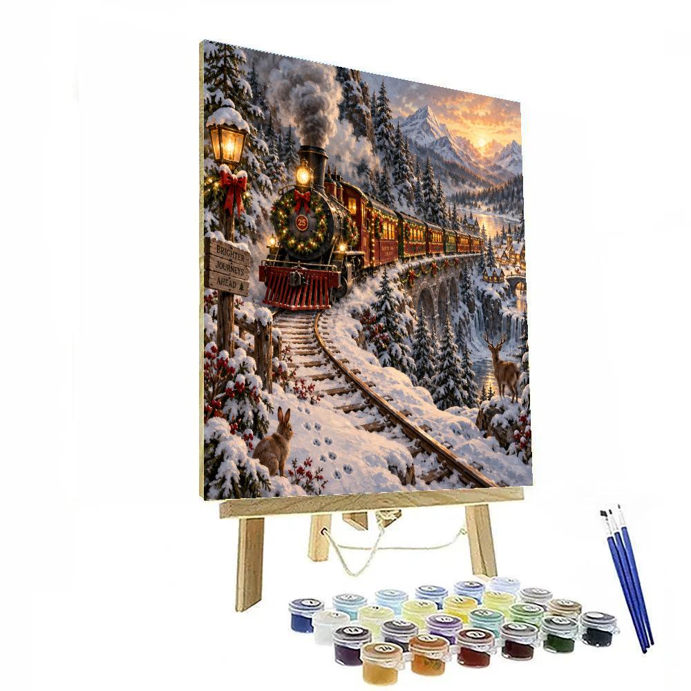 Enchanted Train Through Snowy Pines Paint by numbers kits [AI-c5d0d671-b2d8bcf93870]