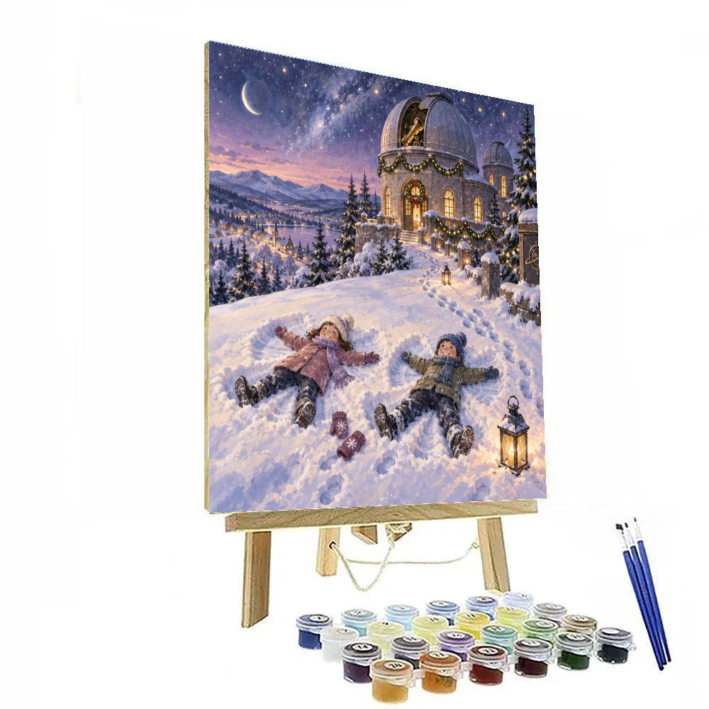 Snow Angels Beside The Observatory Paint by numbers art [AI-c57f7c91-0fb0c8002bb1]