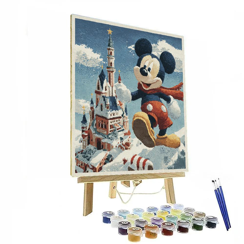 Mickey Star Sleigh Over Peppermint Castle paint by numbers [AI-c6f09843-345d92aba253]