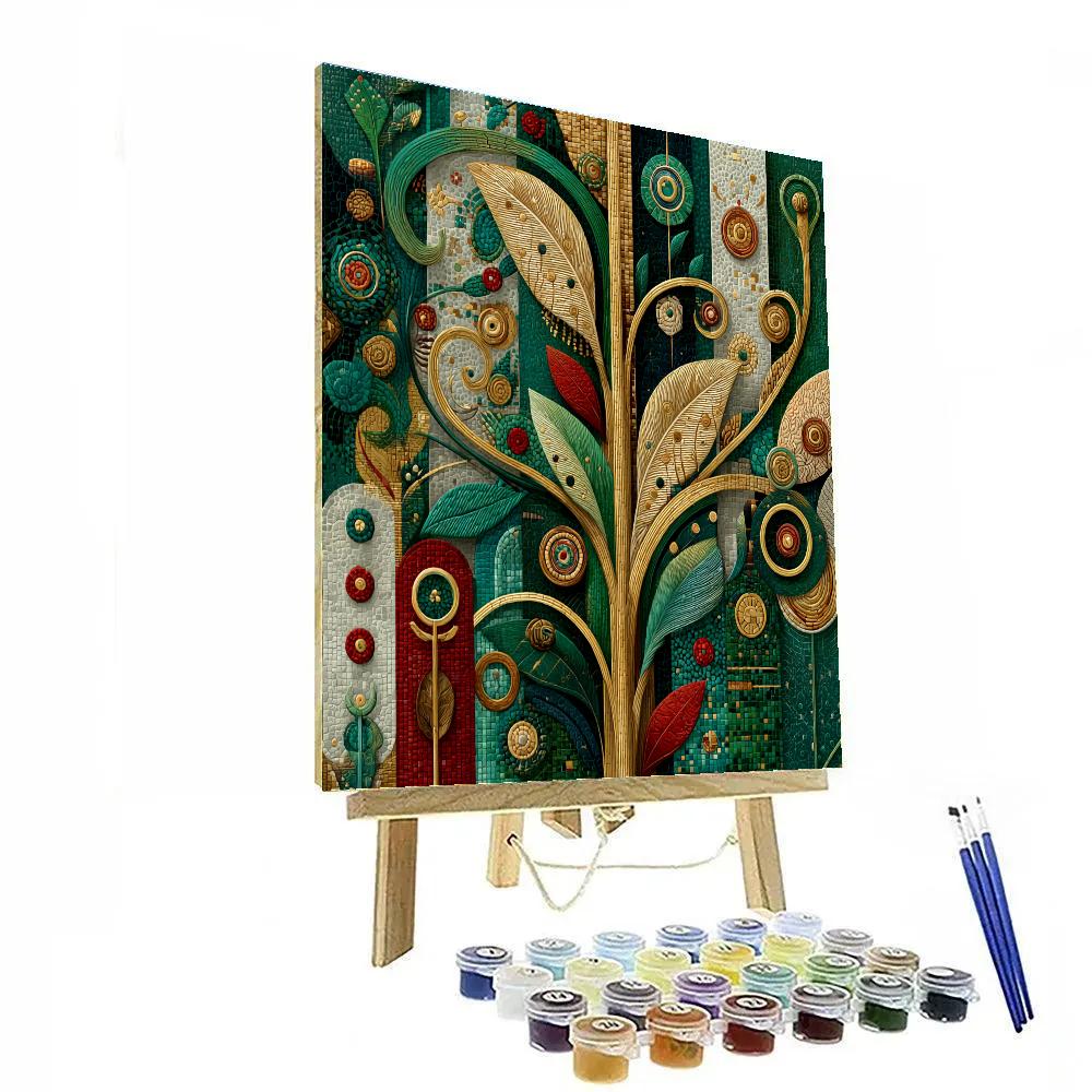 Gustav Klimt Inspired Gilded Rainforest Reverie Paint by numbers art [AI-44cdfac4-ffeed2aca248]