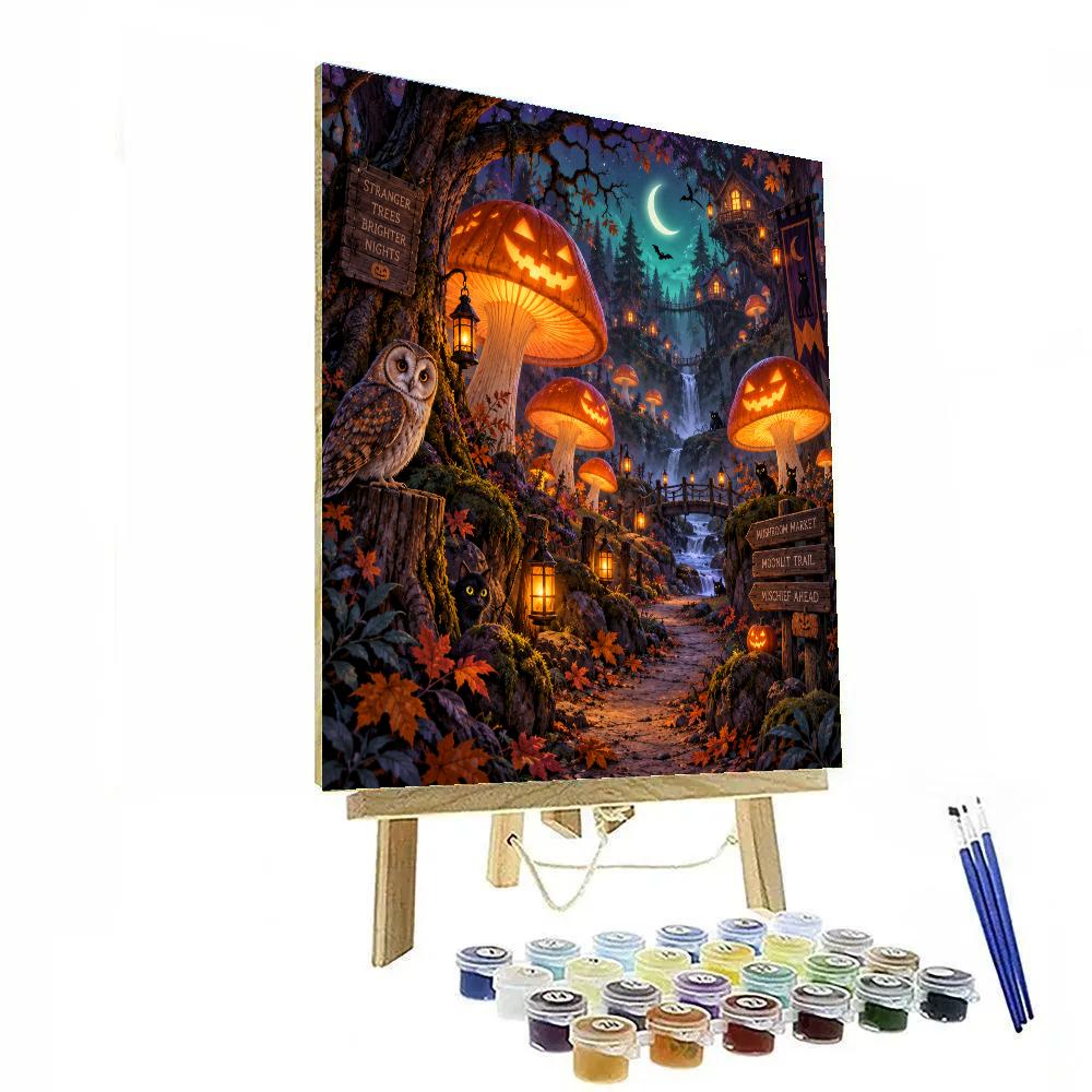 Halloween Mushroom Lantern Grove DIY paint by numbers [AI-ed1fd405-0a873a68114d]