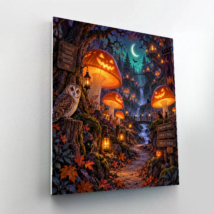 Halloween Mushroom Lantern Grove DIY paint by numbers [AI-ed1fd405-9f29b0f8a24d]