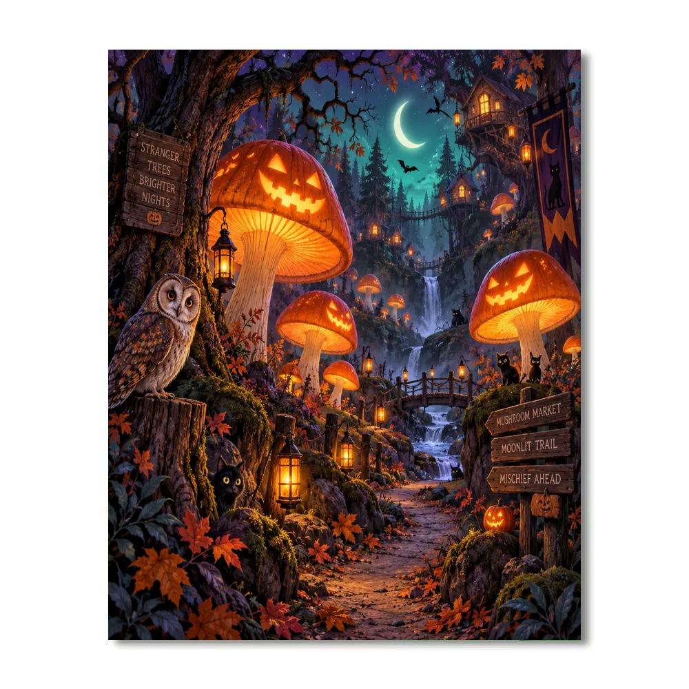 Halloween Mushroom Lantern Grove DIY paint by numbers [AI-ed1fd405-ca751c872451]