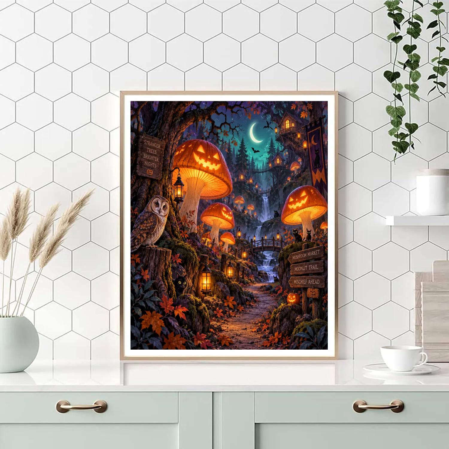 Halloween Mushroom Lantern Grove DIY paint by numbers [AI-ed1fd405-98478bdb9b6e]