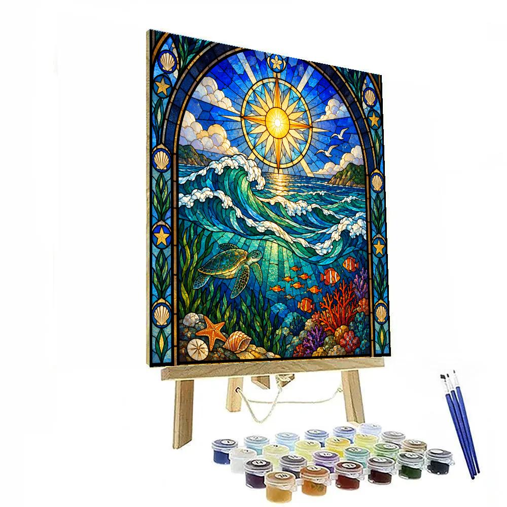 Stained Glass Ocean Cathedral Painting by numbers kit [AI-3c56e884-ed29098212a7]
