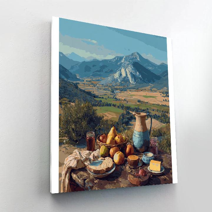 Paul Cezanne Inspired Mountain Picnic Still Life Paint by numbers art [AI-2cdcccc4-be1a55f08bd3]