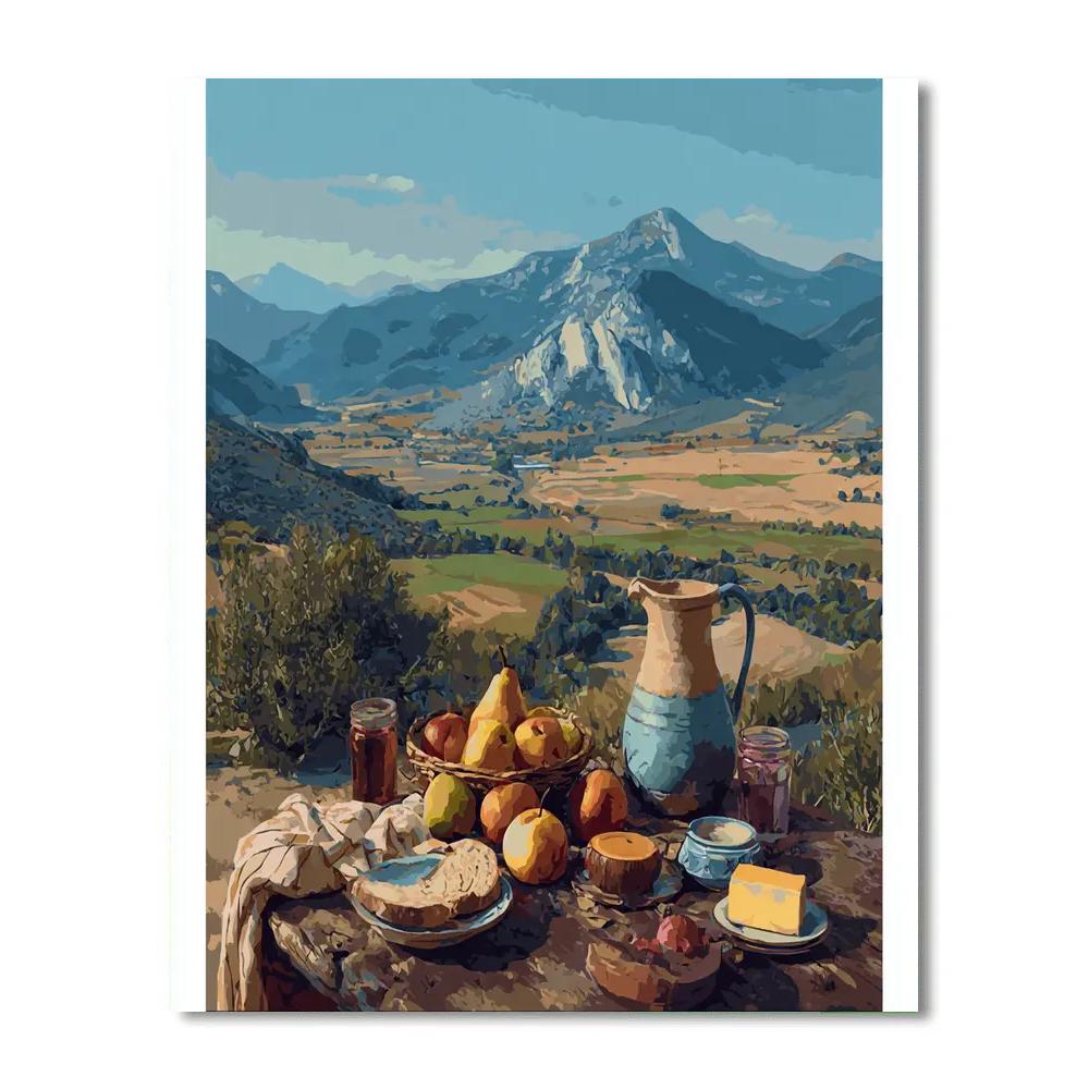 Paul Cezanne Inspired Mountain Picnic Still Life Paint by numbers art [AI-2cdcccc4-1a0f45c039f4]