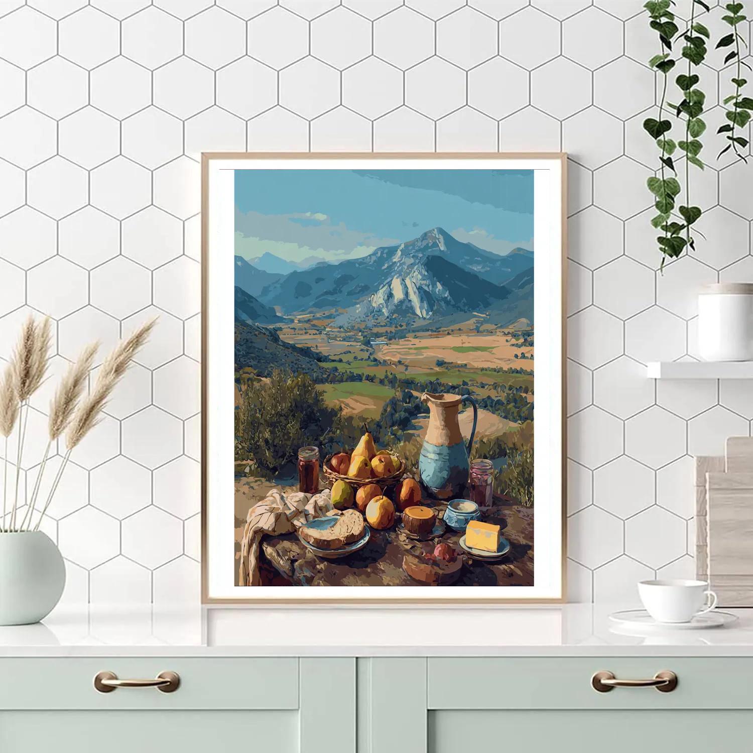 Paul Cezanne Inspired Mountain Picnic Still Life Paint by numbers art [AI-2cdcccc4-778552015e38]