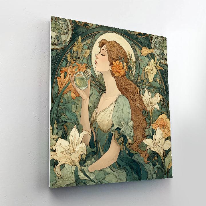 Alphonse Mucha Inspired Perfume Garden Painting by numbers kit [AI-f26dbf30-da3cd2fa3953]