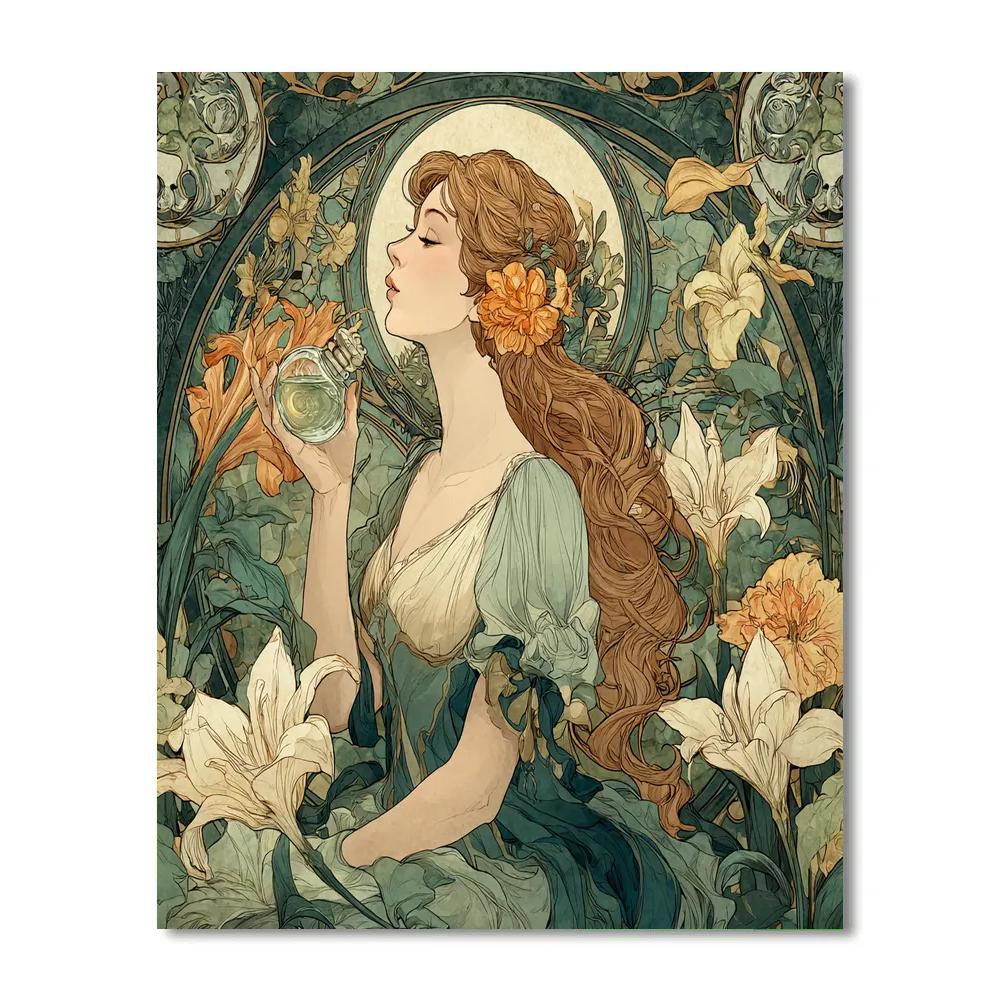Alphonse Mucha Inspired Perfume Garden Painting by numbers kit [AI-f26dbf30-daec9e63d4ce]
