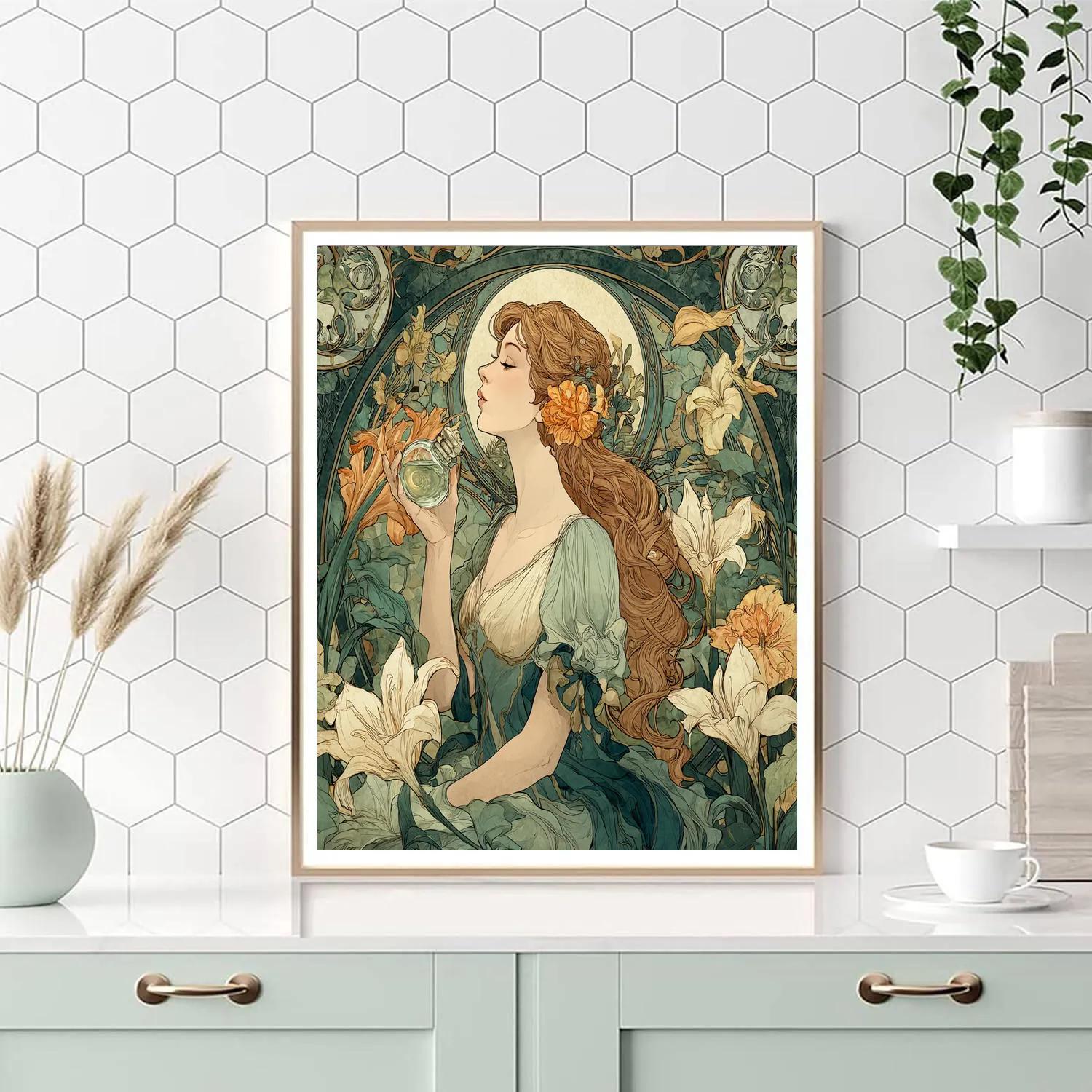 Alphonse Mucha Inspired Perfume Garden Painting by numbers kit [AI-f26dbf30-c55f84b0fc21]