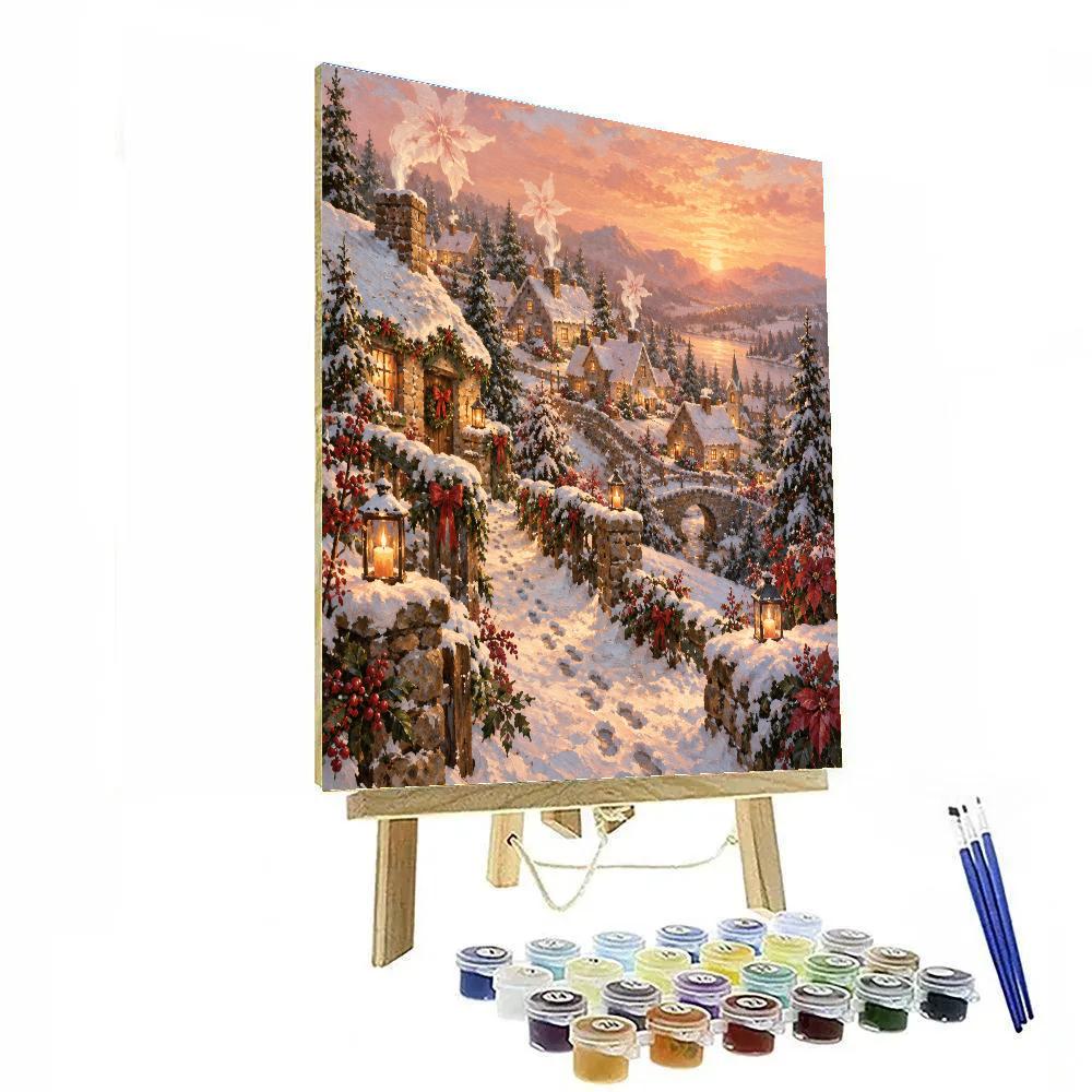 Poinsettia Chimney Village At First Light Paint by numbers art [AI-fdbf85dd-300946918e0d]