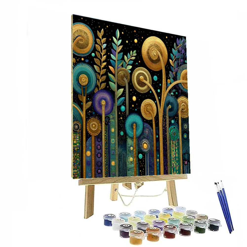 Gustav Klimt Inspired Obsidian Fern Moonfield painting number kit [AI-d4b92446-86a45a571ade]