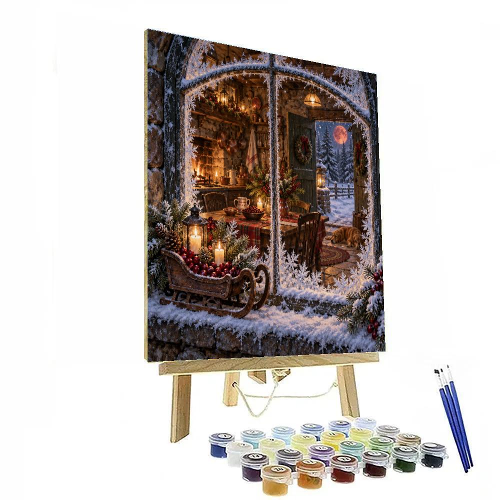 Cranberry Moon Sleigh Kitchen Window Numbered painting kits [AI-45f615fb-4e8fe353d2ef]