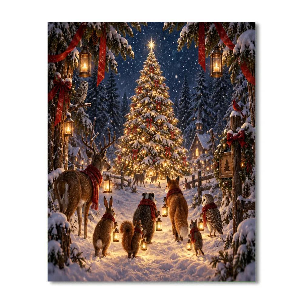 Christmas Candlelit Fir Procession Paint by numbers kits [AI-63a4122e-b82840e1f791]