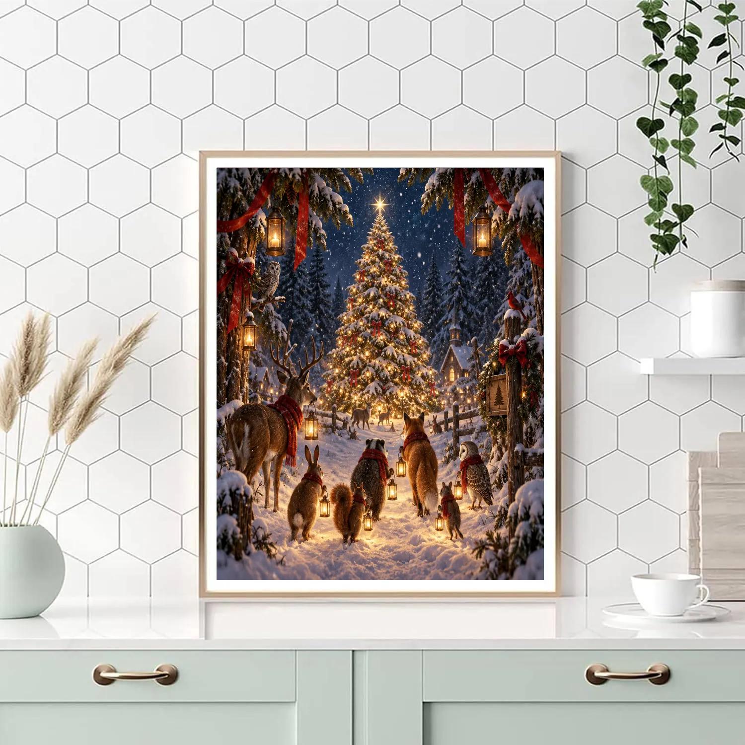 Christmas Candlelit Fir Procession Paint by numbers kits [AI-63a4122e-bb775ffa1231]