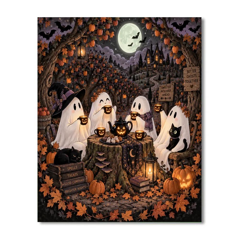 Halloween Ghost Orchard Tea Number painting [AI-ec9c2460-57f1e4149910]