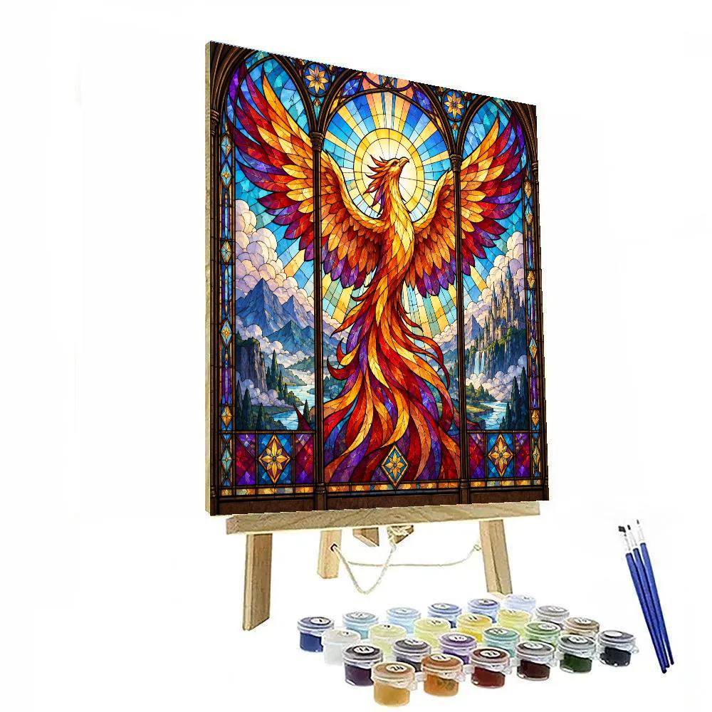 Stained Glass Phoenix Dawn Window Numbered painting kits [AI-a27bb6ba-dbb27ba9d602]