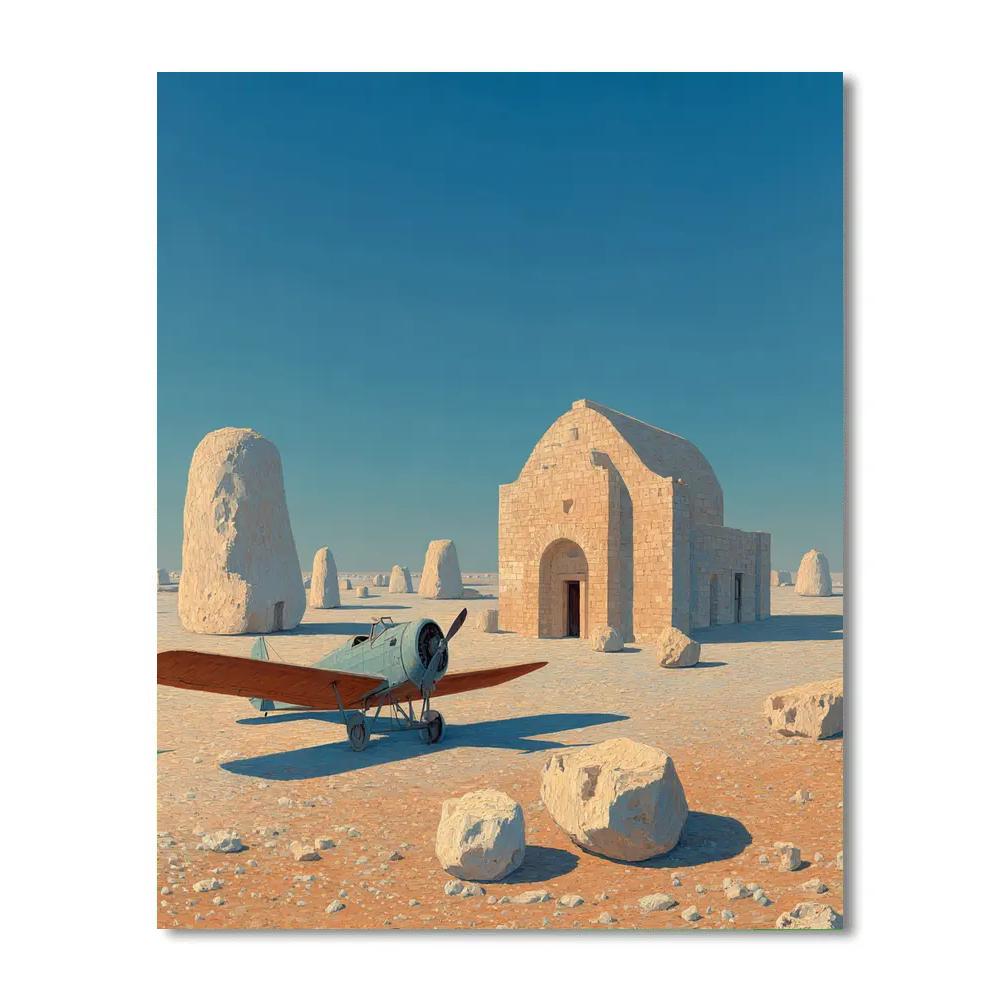 Paul Nash Inspired Fossil Desert Airfield Numbered painting kits [AI-daa1bf2a-49e576ac7e6c]