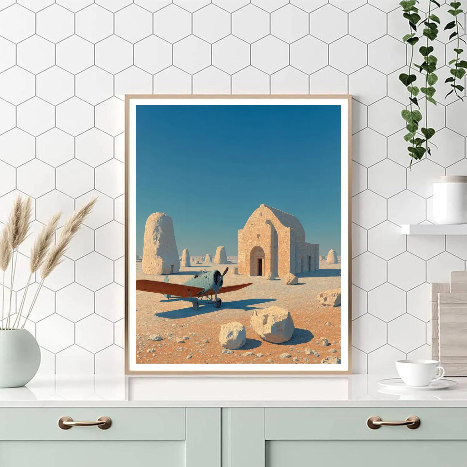 Paul Nash Inspired Fossil Desert Airfield Numbered painting kits [AI-daa1bf2a-d132aec584fb]