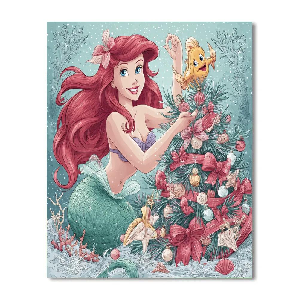 Ariel Decorates The Coral Christmas Tree paint by color [AI-f37250be-3b915a6e65f9]