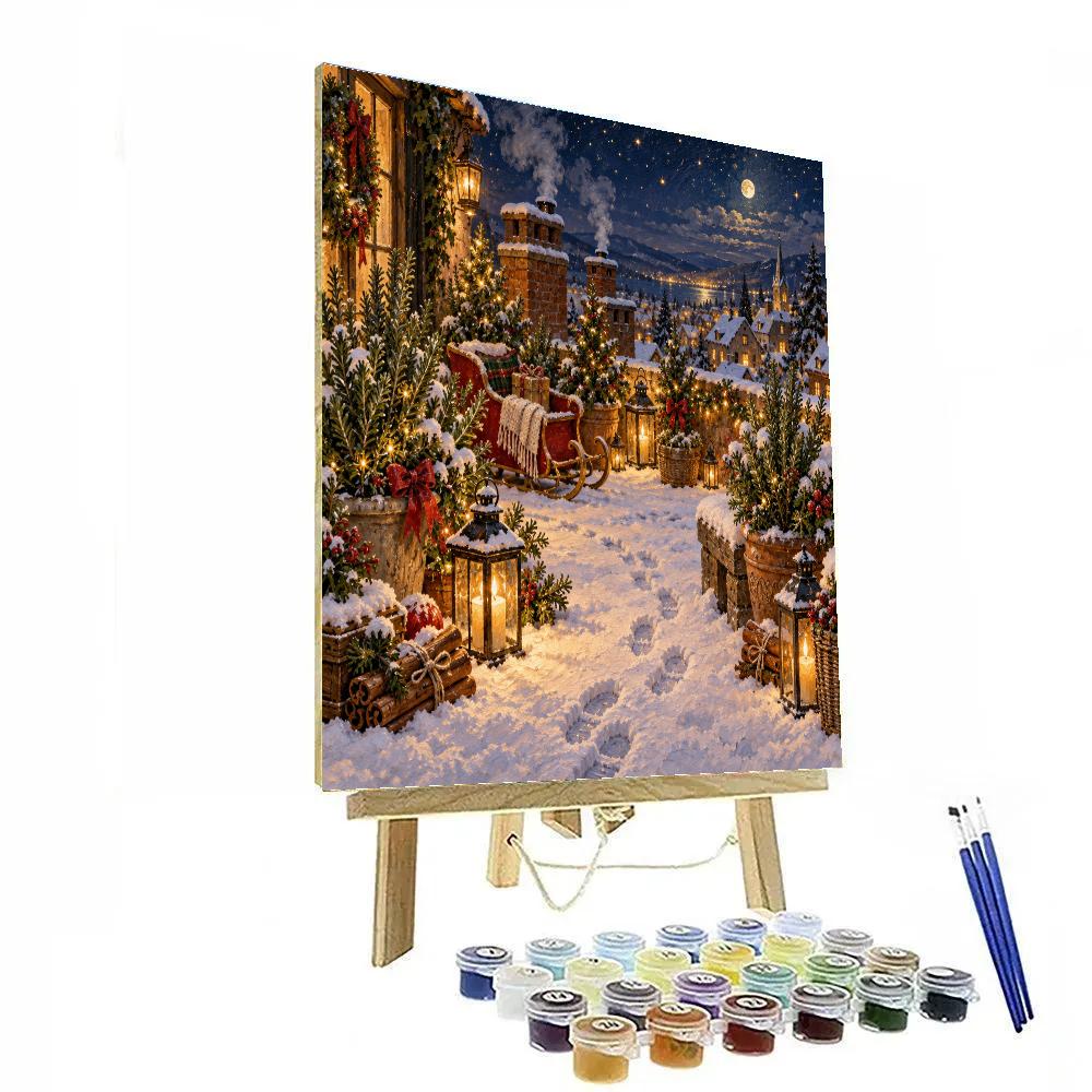Cinnamon Star Rooftop Sleigh Garden painting number kit [AI-f8496237-e0adf320425d]