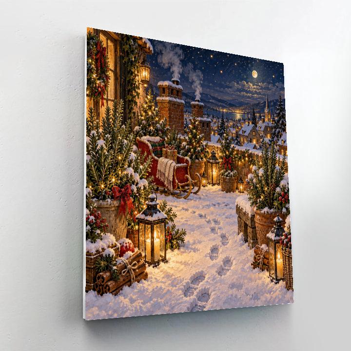Cinnamon Star Rooftop Sleigh Garden painting number kit [AI-f8496237-2abb3e54f044]