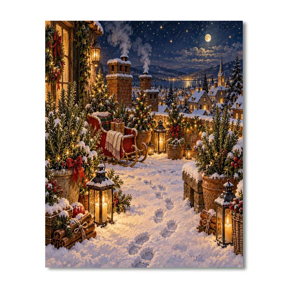 Cinnamon Star Rooftop Sleigh Garden painting number kit [AI-f8496237-25fb28504e6b]
