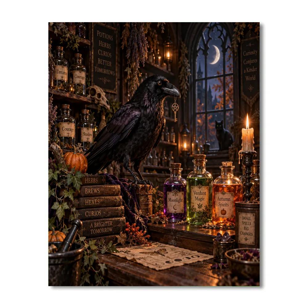 Halloween Raven Apothecary paint by numbers [AI-eb1de00c-faa2a28cd818]