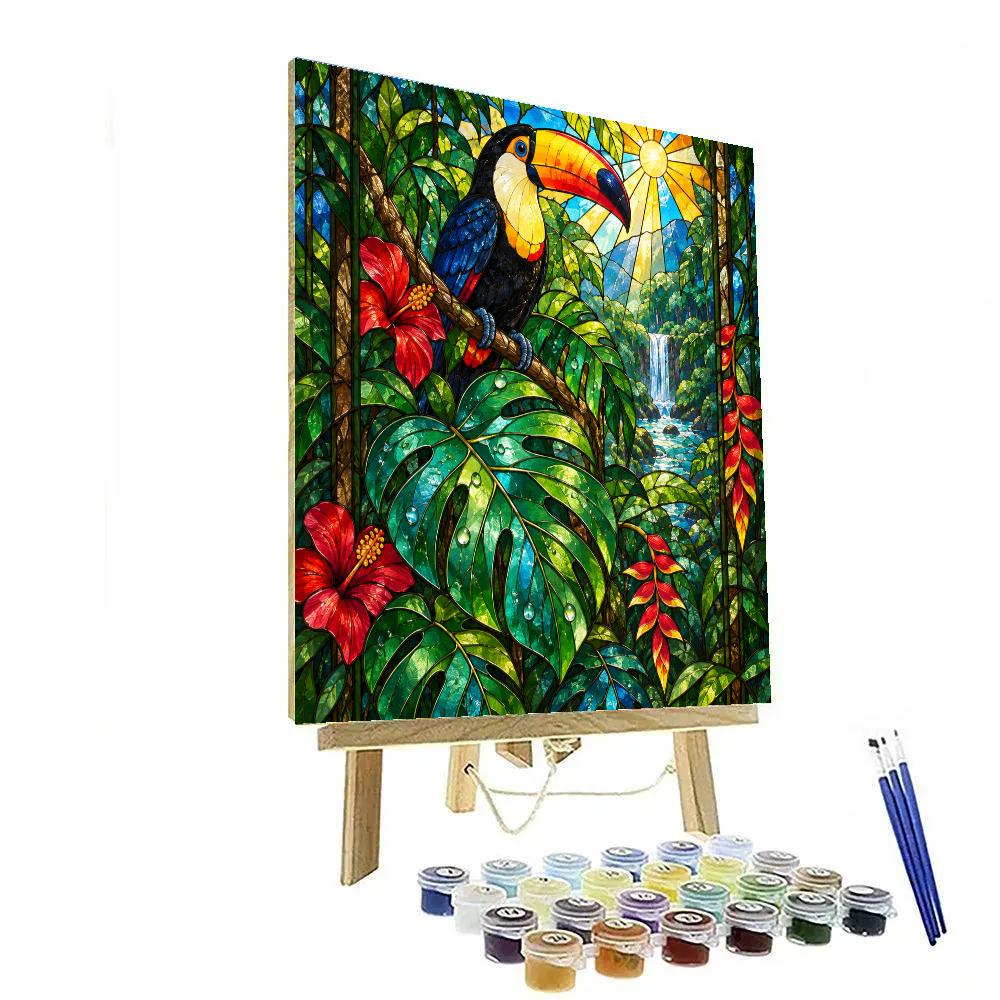 Stained Glass Rainforest Toucan Paint by numbers art [AI-83fc150f-84a0c0557c43]