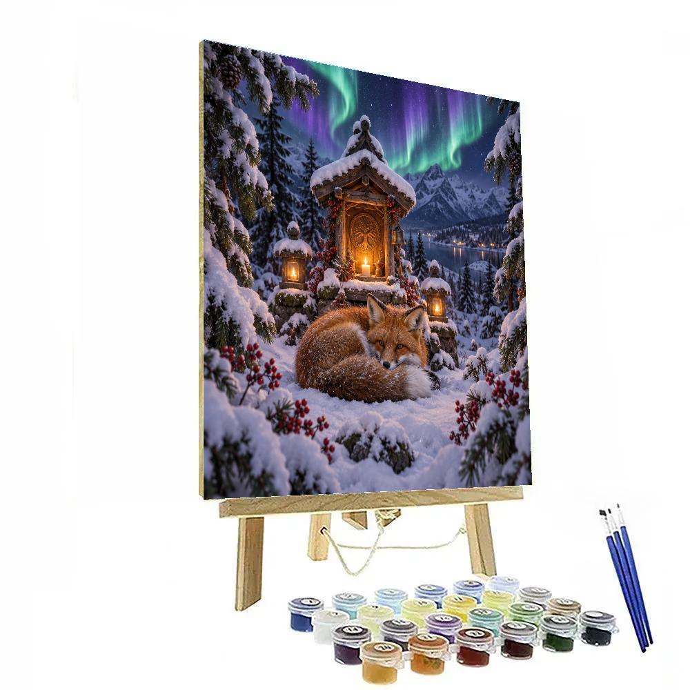 Christmas Fox Under Polar Lights painting number kit [AI-776773b7-2484af638e23]