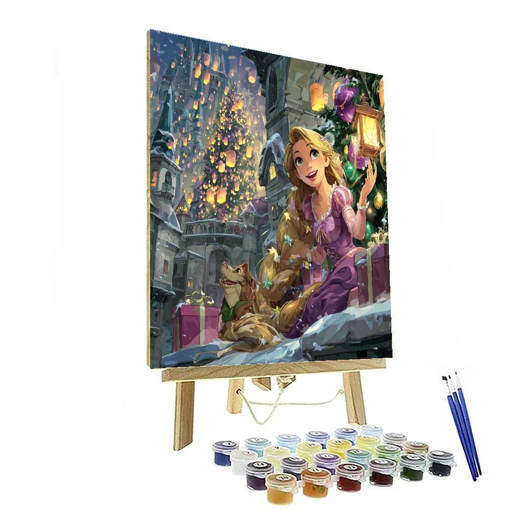 Rapunzels Lantern Tree In The Snowy Tower Courtyard paint by color [AI-307170e6-80827726c4ec]