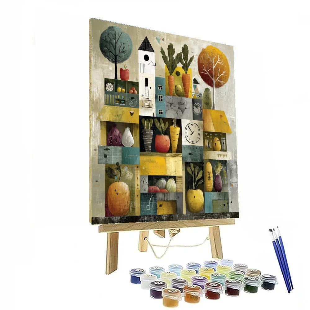 Paul Klee Inspired Vegetable Clockwork Market Number painting [AI-ff67335e-1ca191b2c8be]