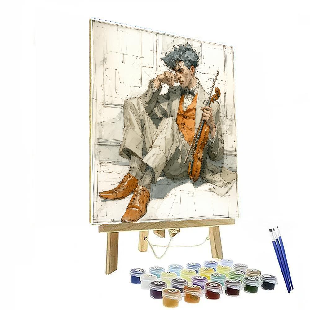 Egon Schiele Inspired Winter Violin Portrait DIY paint by numbers [AI-22a8b771-6c7ba4544516]