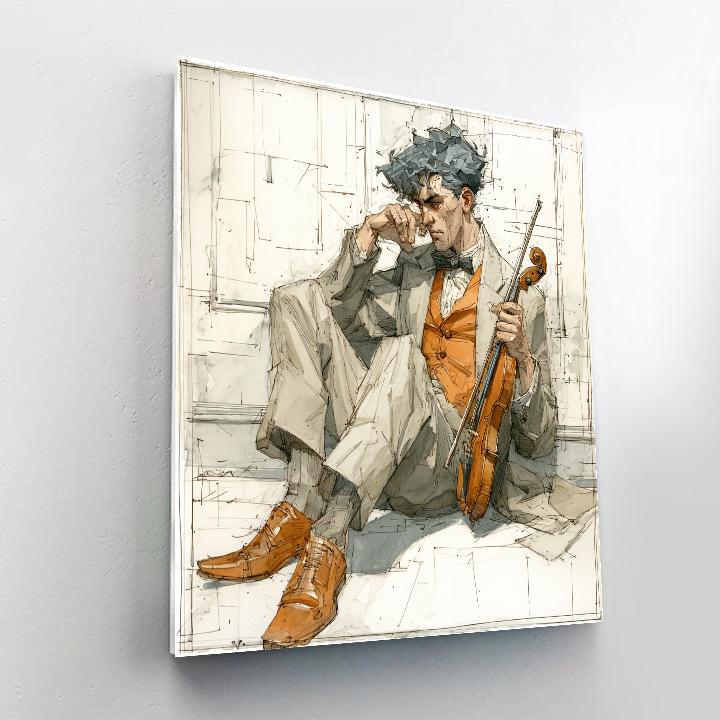 Egon Schiele Inspired Winter Violin Portrait DIY paint by numbers [AI-22a8b771-b8c994a4bfc6]